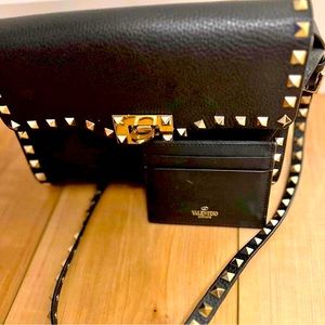Valentino Rockstud Calfskin bag and card holder